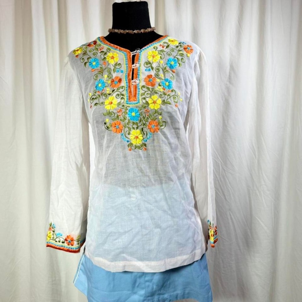 Vintage 1970s Romanel's Original Embroidered Blouse – Size L (Fits M/L)
